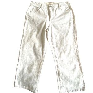 Hannah Denim White Capri Casual Pants Cotton Spandex Blend Size 8
